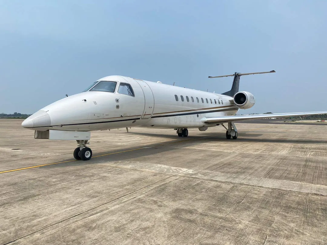 EjiogbeJet aircraft on the tarmac at Executive Jets Centre, Lagos